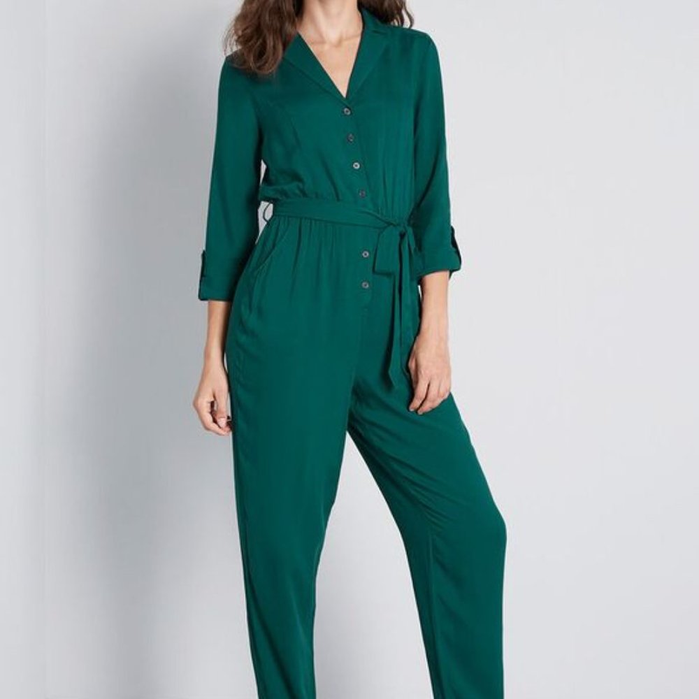 Modcloth Green So Field With Joy Jumpsuit